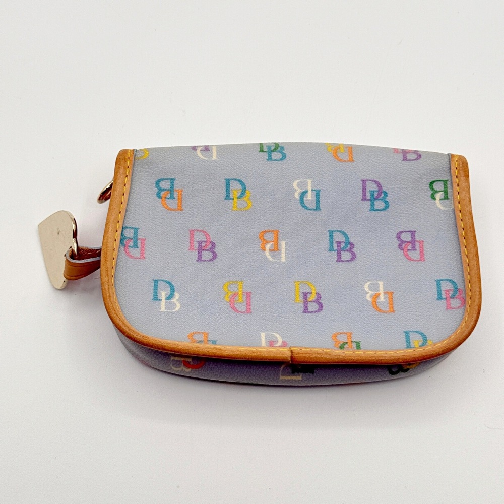 Dooney & Bourke Rainbow Monogram Blue Coated Canvas Wristlet Pouch - Picture 2 of 9